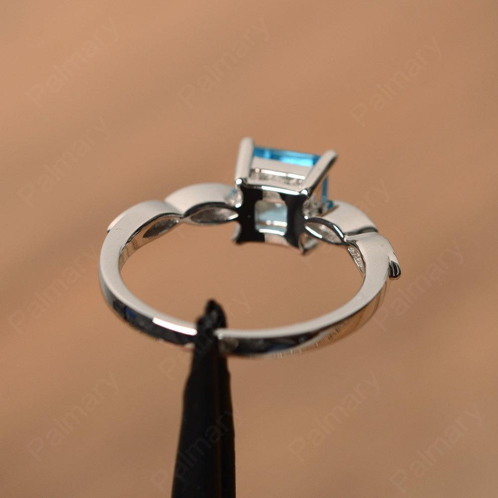 Square Cut Swiss Blue Topaz Rings - Palmary