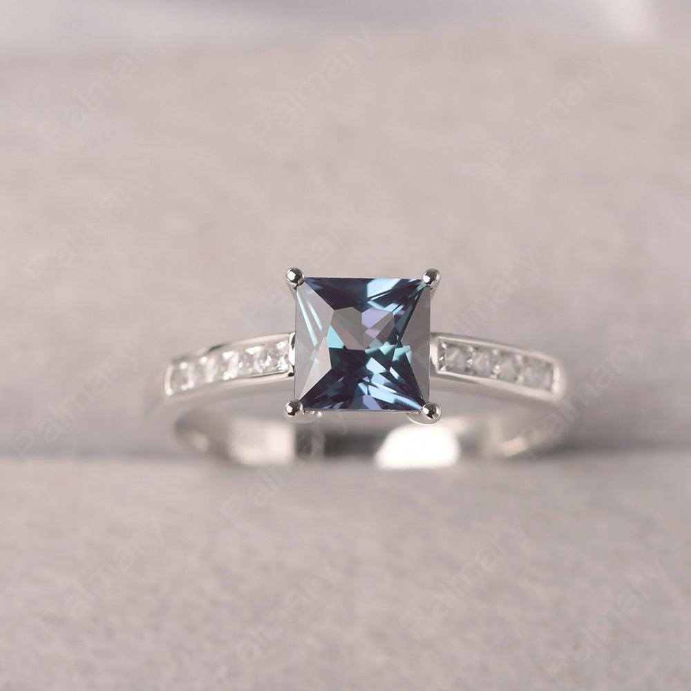 Princess Cut Alexandrite Wedding Ring - Palmary