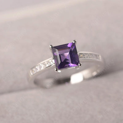 Square Cut Amethyst Wedding Ring - Palmary