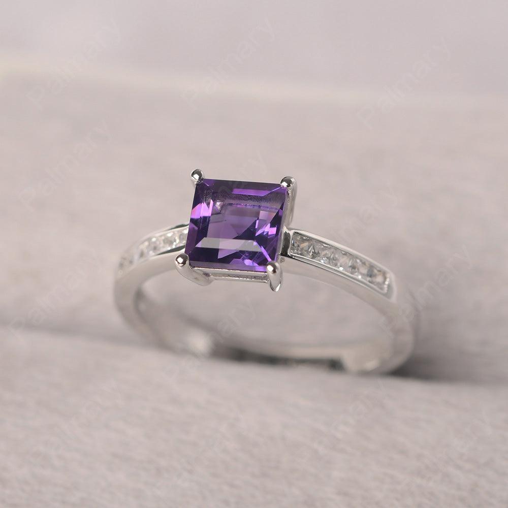 Square Cut Amethyst Wedding Ring - Palmary