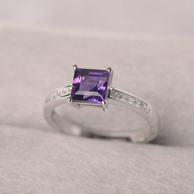 Square Cut Amethyst Wedding Ring - Palmary