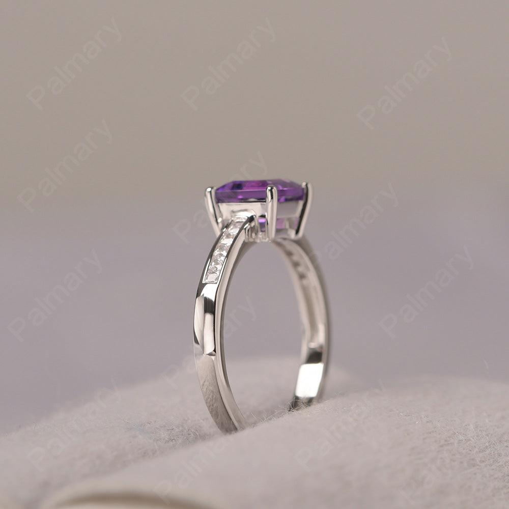 Square Cut Amethyst Wedding Ring - Palmary
