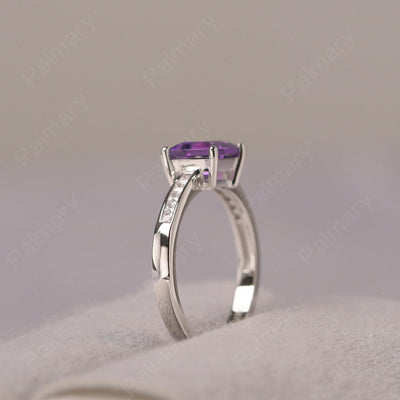 Square Cut Amethyst Wedding Ring - Palmary
