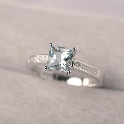 Princess Cut Aquamarine Wedding Ring - Palmary