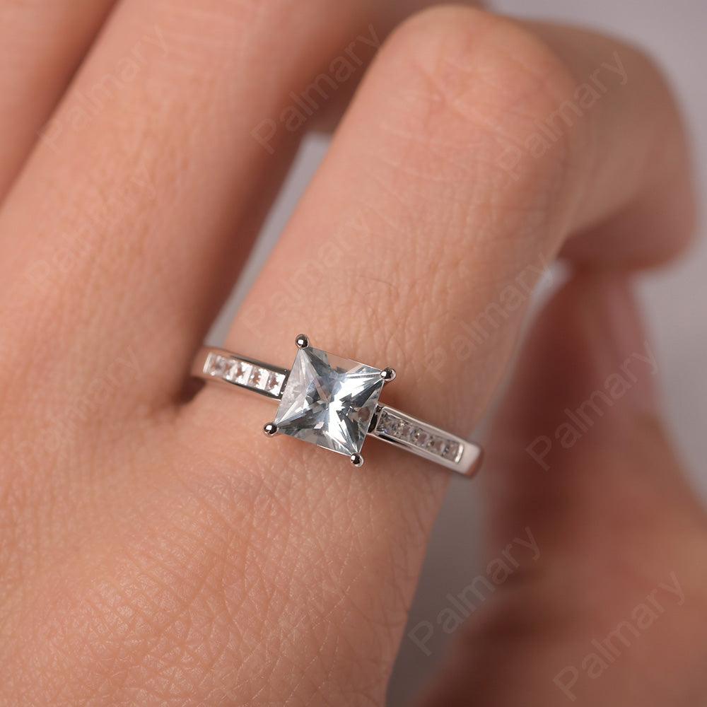 Princess Cut Aquamarine Wedding Ring - Palmary