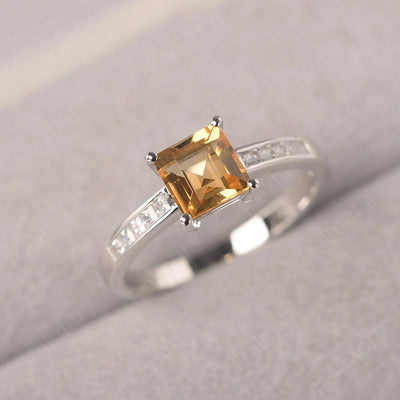 Square Cut Citrine Wedding Ring - Palmary