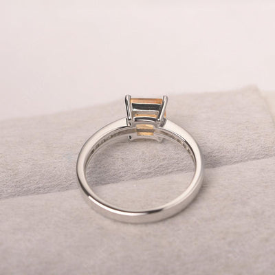 Square Cut Citrine Wedding Ring - Palmary