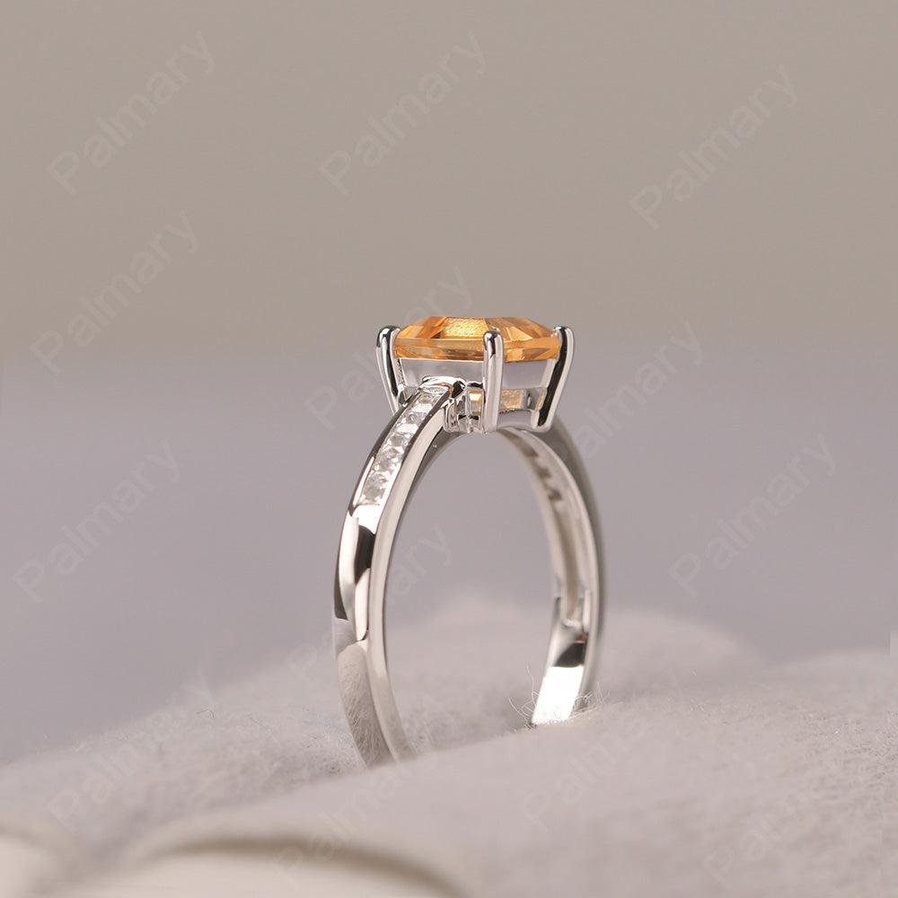 Square Cut Citrine Wedding Ring - Palmary