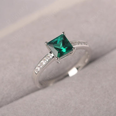 Princess Cut Emerald Wedding Ring - Palmary