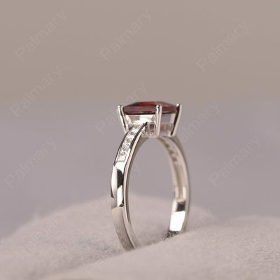 Princess Cut Garnet Wedding Ring - Palmary