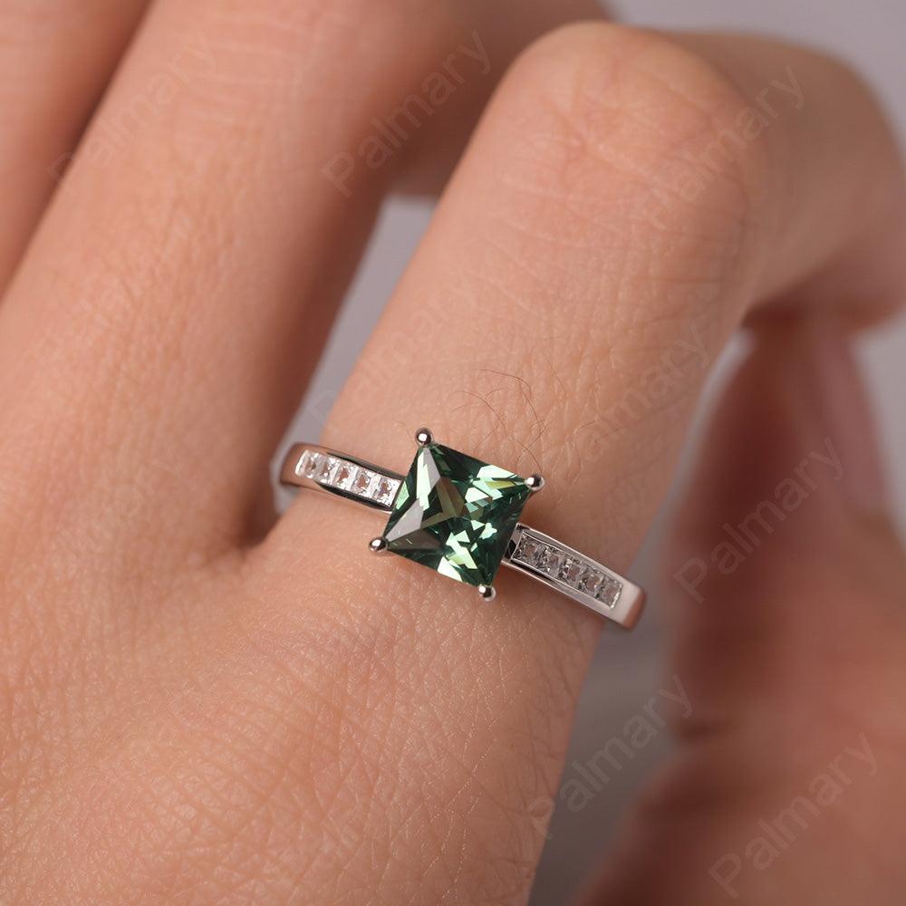 Princess Cut Green Sapphire Wedding Ring - Palmary