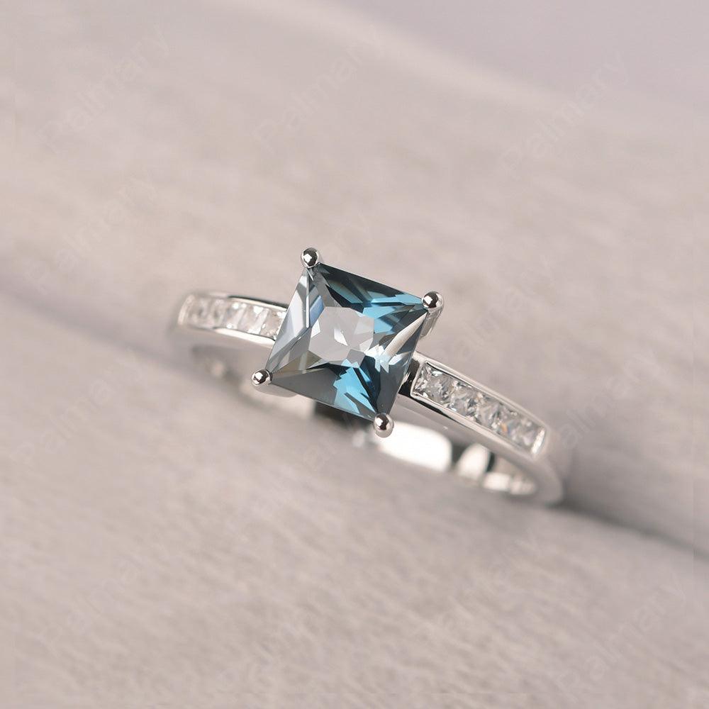 Princess Cut London Blue Topaz Wedding Ring - Palmary