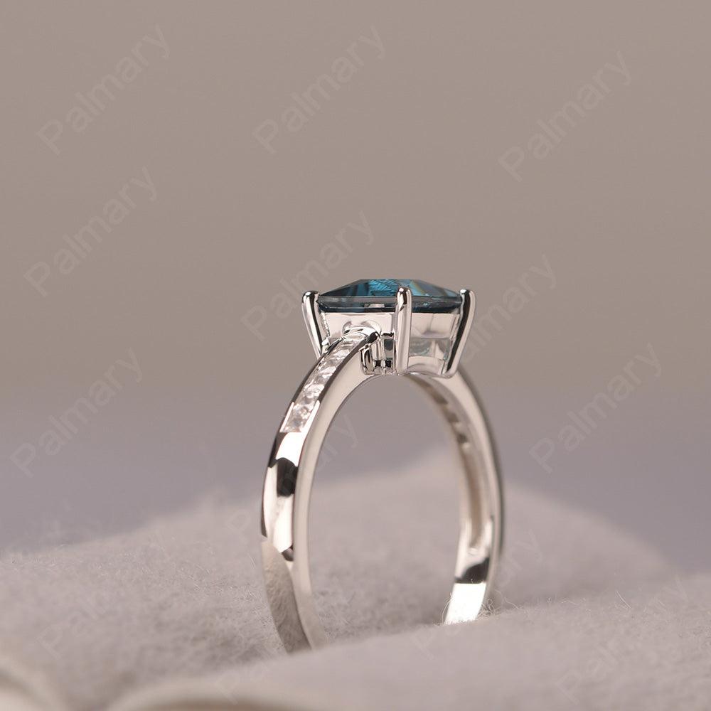 Princess Cut London Blue Topaz Wedding Ring - Palmary