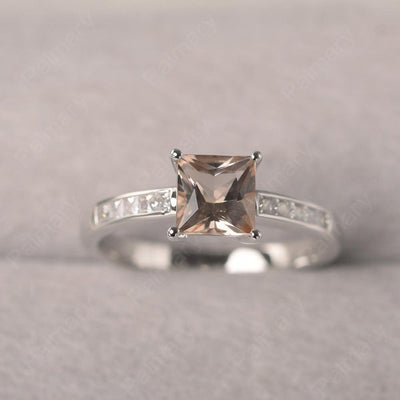 Princess Cut Morganite Wedding Ring - Palmary