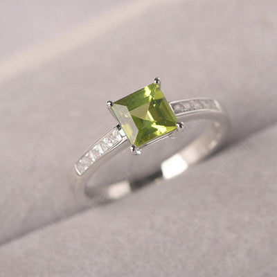 Square Cut Peridot Wedding Ring - Palmary