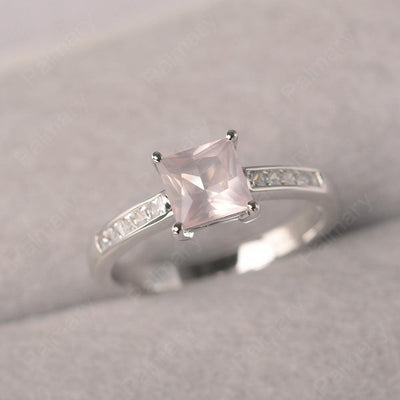 Princess Cut Rose Quartz Wedding Ring - Palmary