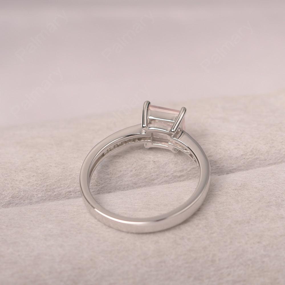 Princess Cut Rose Quartz Wedding Ring - Palmary