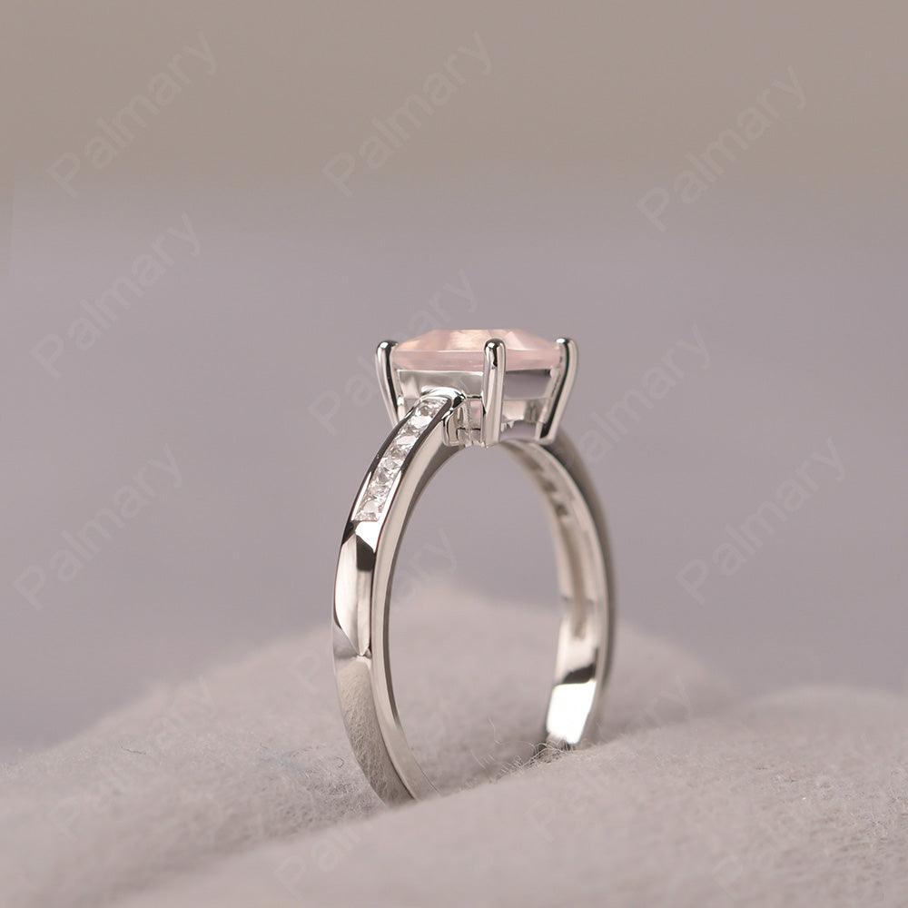 Princess Cut Rose Quartz Wedding Ring - Palmary