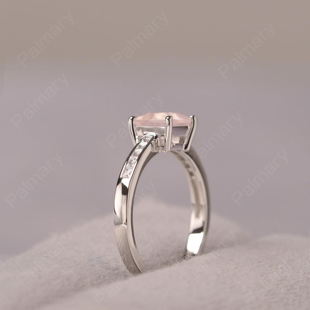 Princess Cut Rose Quartz Wedding Ring - Palmary