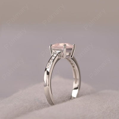 Princess Cut Rose Quartz Wedding Ring - Palmary