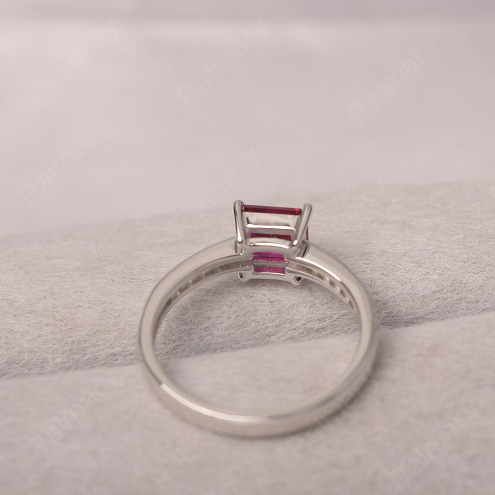 Princess Cut Ruby Wedding Ring - Palmary