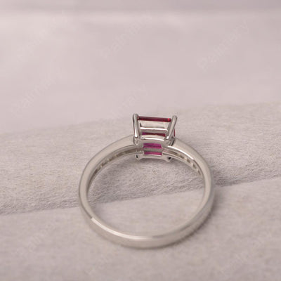 Princess Cut Ruby Wedding Ring - Palmary