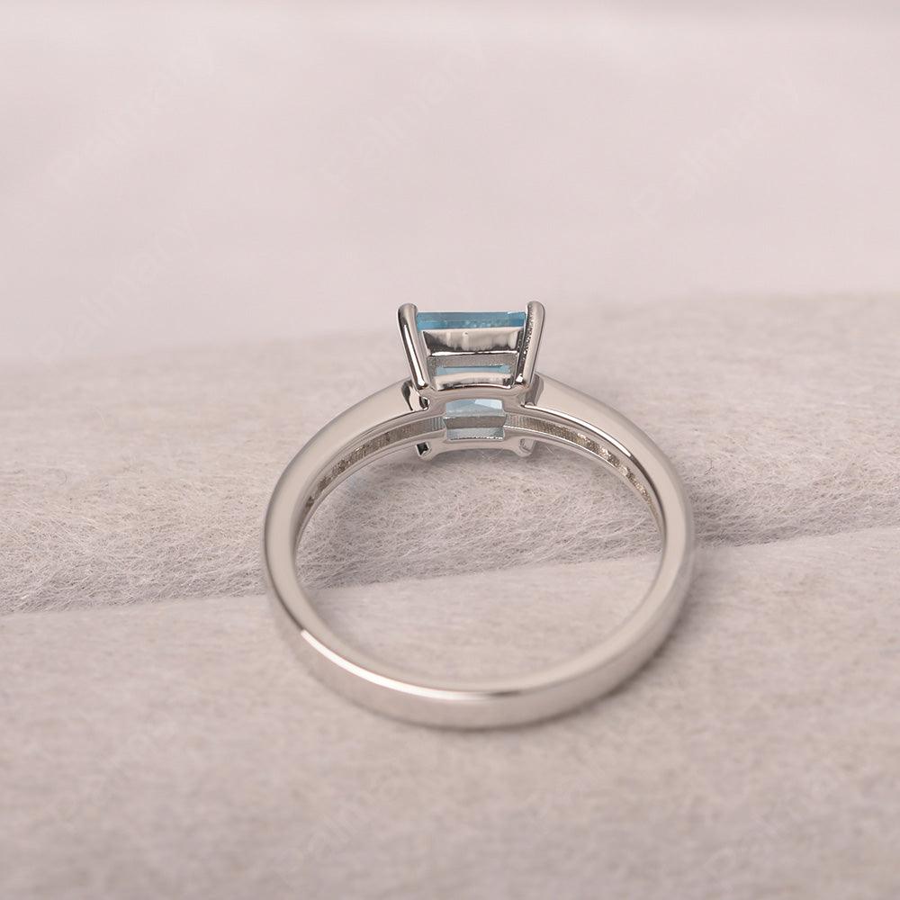 Square Cut Swiss Blue Topaz Wedding Ring - Palmary