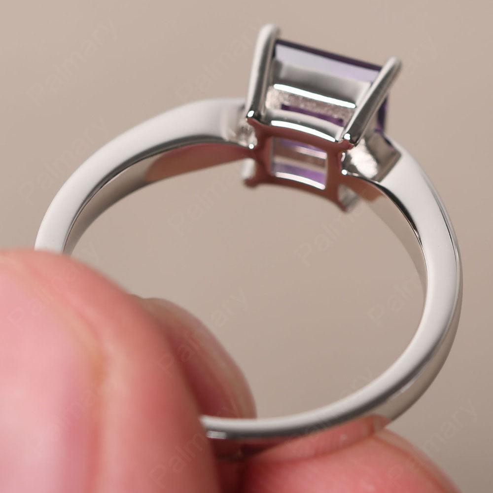 Princess Amethyst Solitaire Rings Silver - Palmary