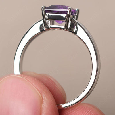 Princess Amethyst Solitaire Rings Silver - Palmary