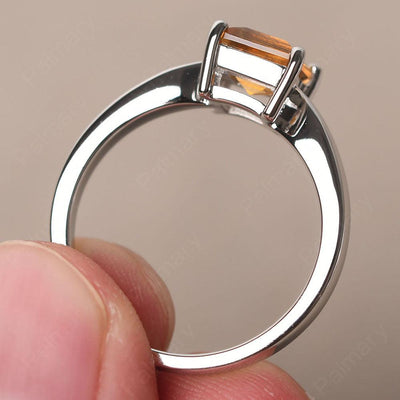 Square Citrine Solitaire Rings Silver - Palmary