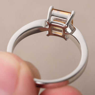 Square Citrine Solitaire Rings Silver - Palmary