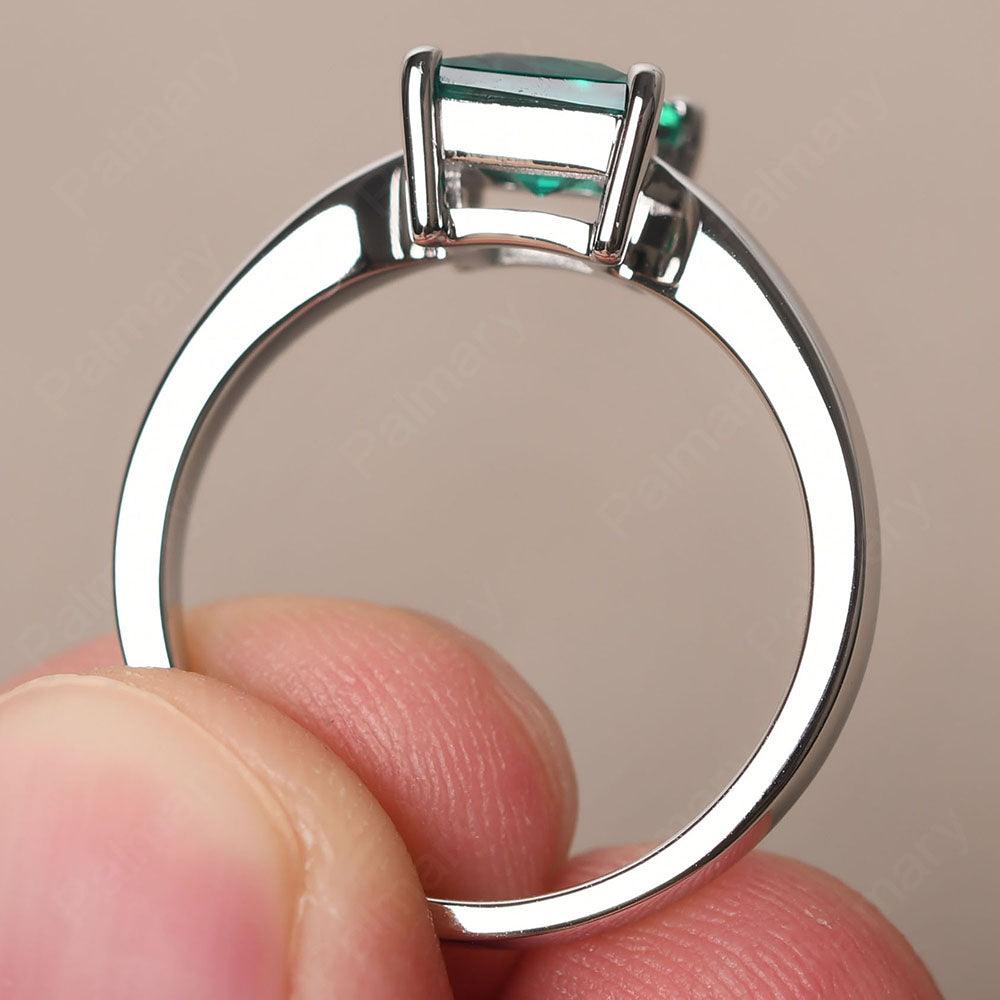 Princess Emerald Solitaire Rings Silver - Palmary