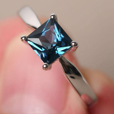 Princess London Blue Topaz Solitaire Rings Silver - Palmary