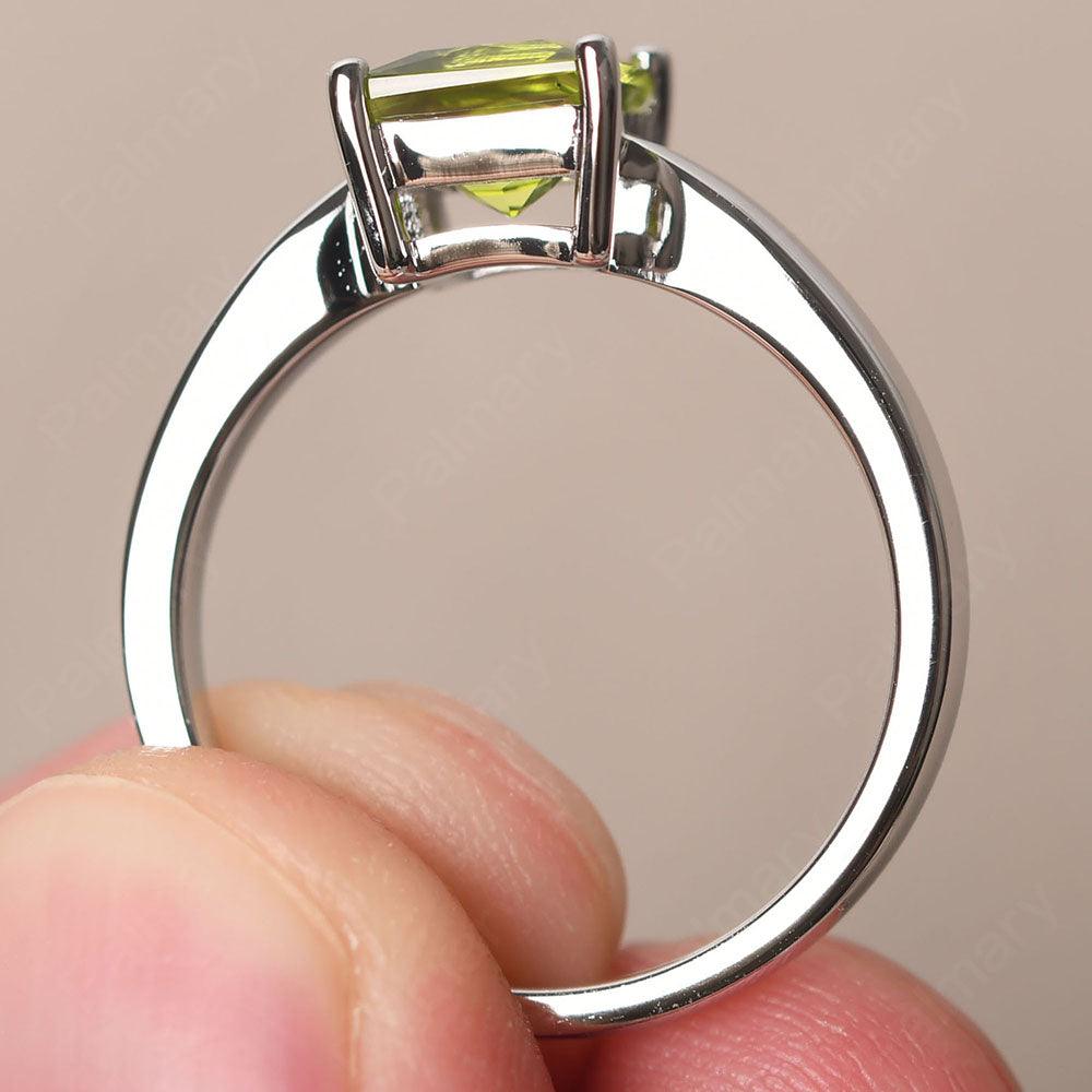 Princess Peridot Solitaire Rings Silver - Palmary