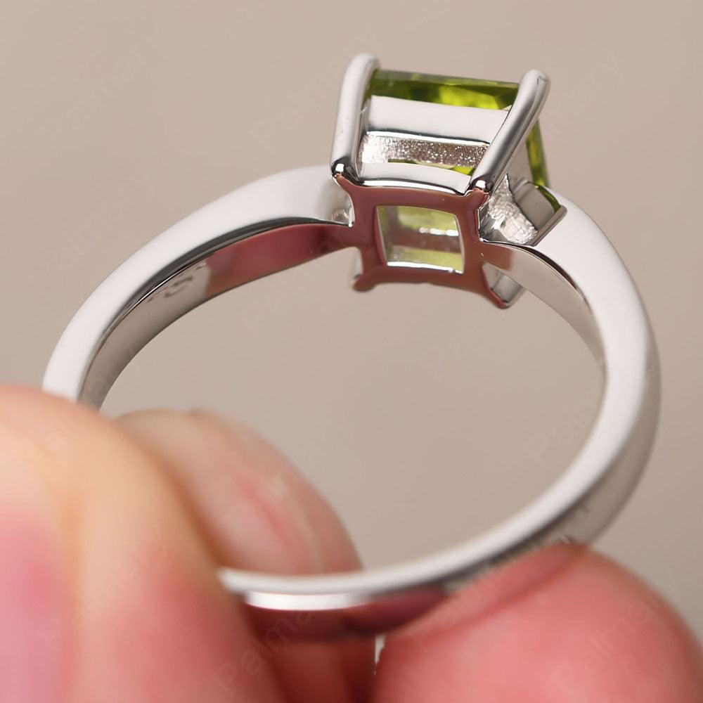 Princess Peridot Solitaire Rings Silver - Palmary