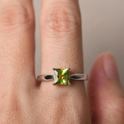 Princess Peridot Solitaire Rings Silver - Palmary