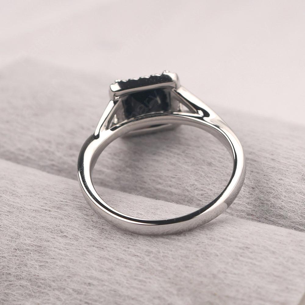 Twisted Princess Cut Black Spinel Halo Ring - Palmary