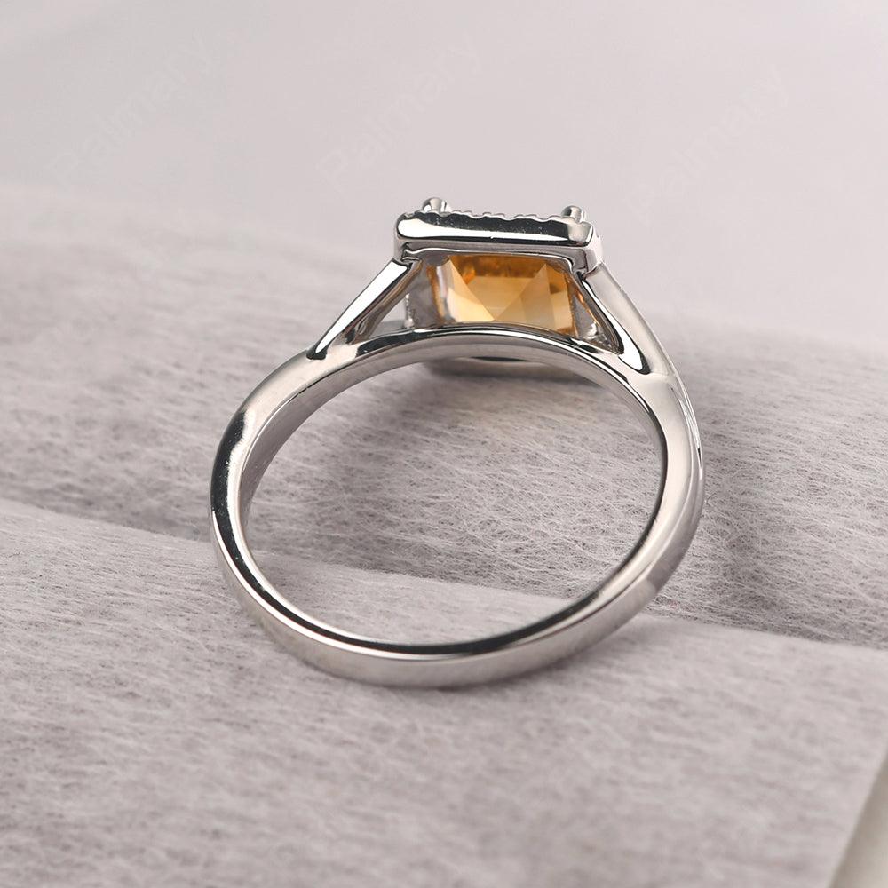 Twisted Square Cut Citrine Halo Ring - Palmary