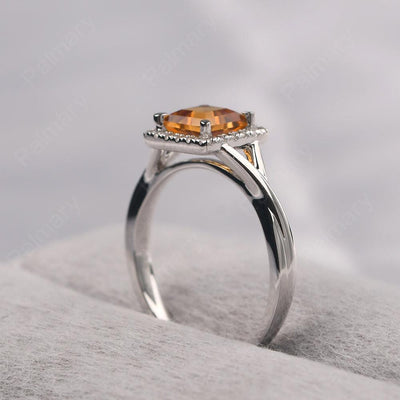 Twisted Square Cut Citrine Halo Ring - Palmary