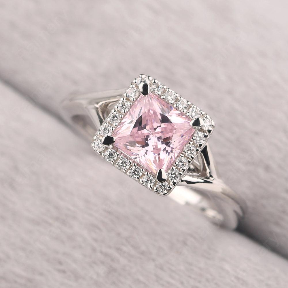 Twisted Princess Cut Cubic Zirconia Halo Ring - Palmary