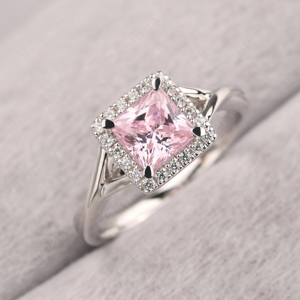 Twisted Princess Cut Cubic Zirconia Halo Ring - Palmary