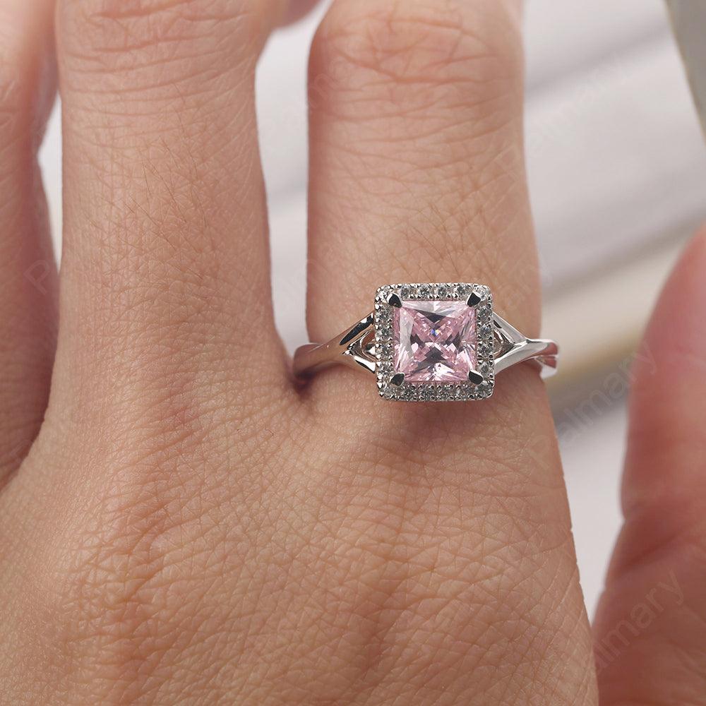 Twisted Princess Cut Cubic Zirconia Halo Ring - Palmary