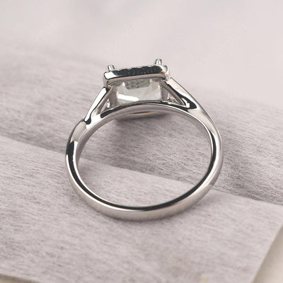 Twisted Square Cut Green Amethyst Halo Ring - Palmary