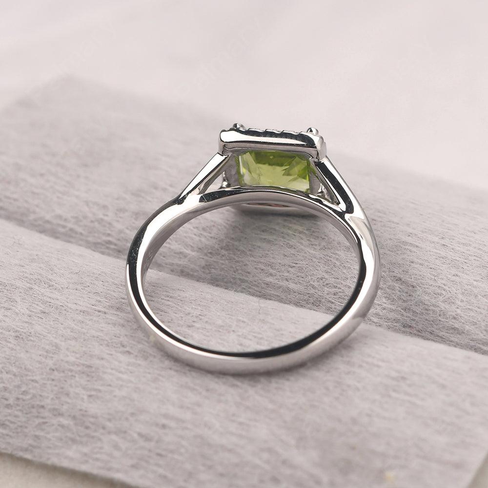Twisted Princess Cut Peridot Halo Ring - Palmary