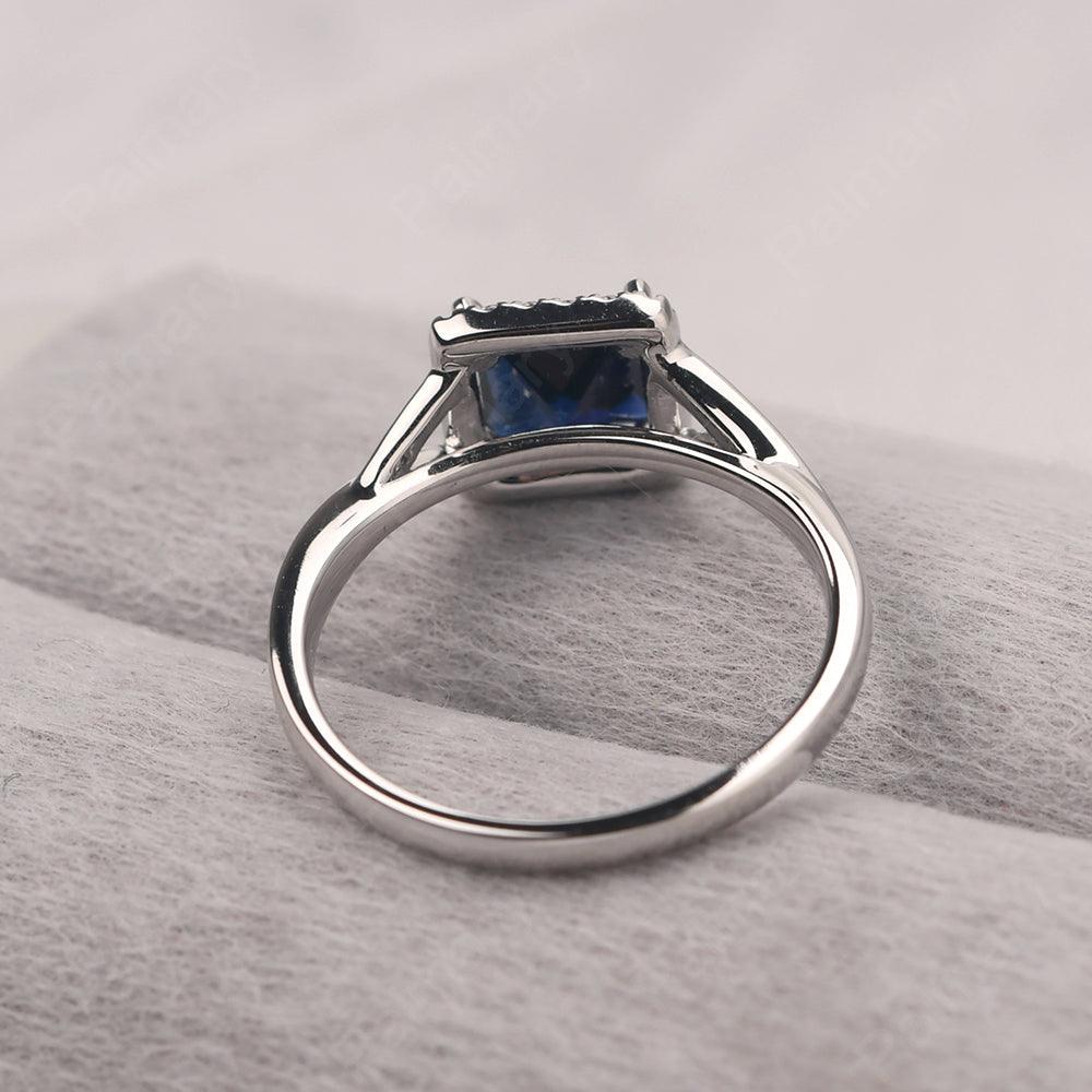 Twisted Princess Cut Sapphire Halo Ring - Palmary