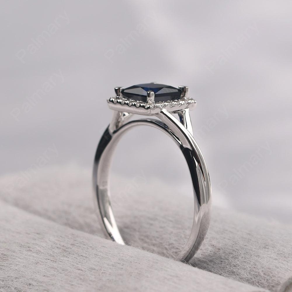 Twisted Princess Cut Sapphire Halo Ring - Palmary