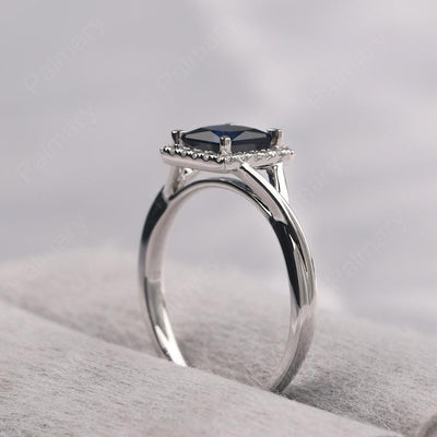 Twisted Princess Cut Sapphire Halo Ring - Palmary