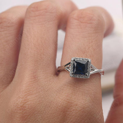 Twisted Princess Cut Sapphire Halo Ring - Palmary