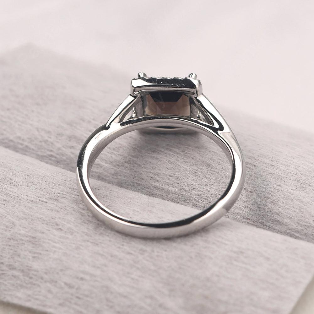 Twisted Square Cut Smoky Quartz  Halo Ring - Palmary