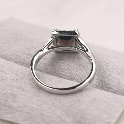 Twisted Square Cut Smoky Quartz  Halo Ring - Palmary